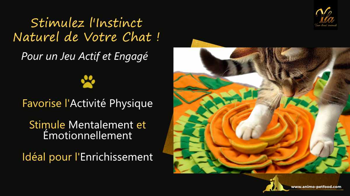 Tapis de fouille pour chat, stimulant l'instinct naturel avec des cachettes pour friandises et activités ludiques